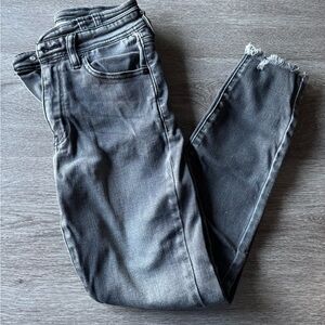 KanCan Black Washed Skinny Jeans with Raw Hem
